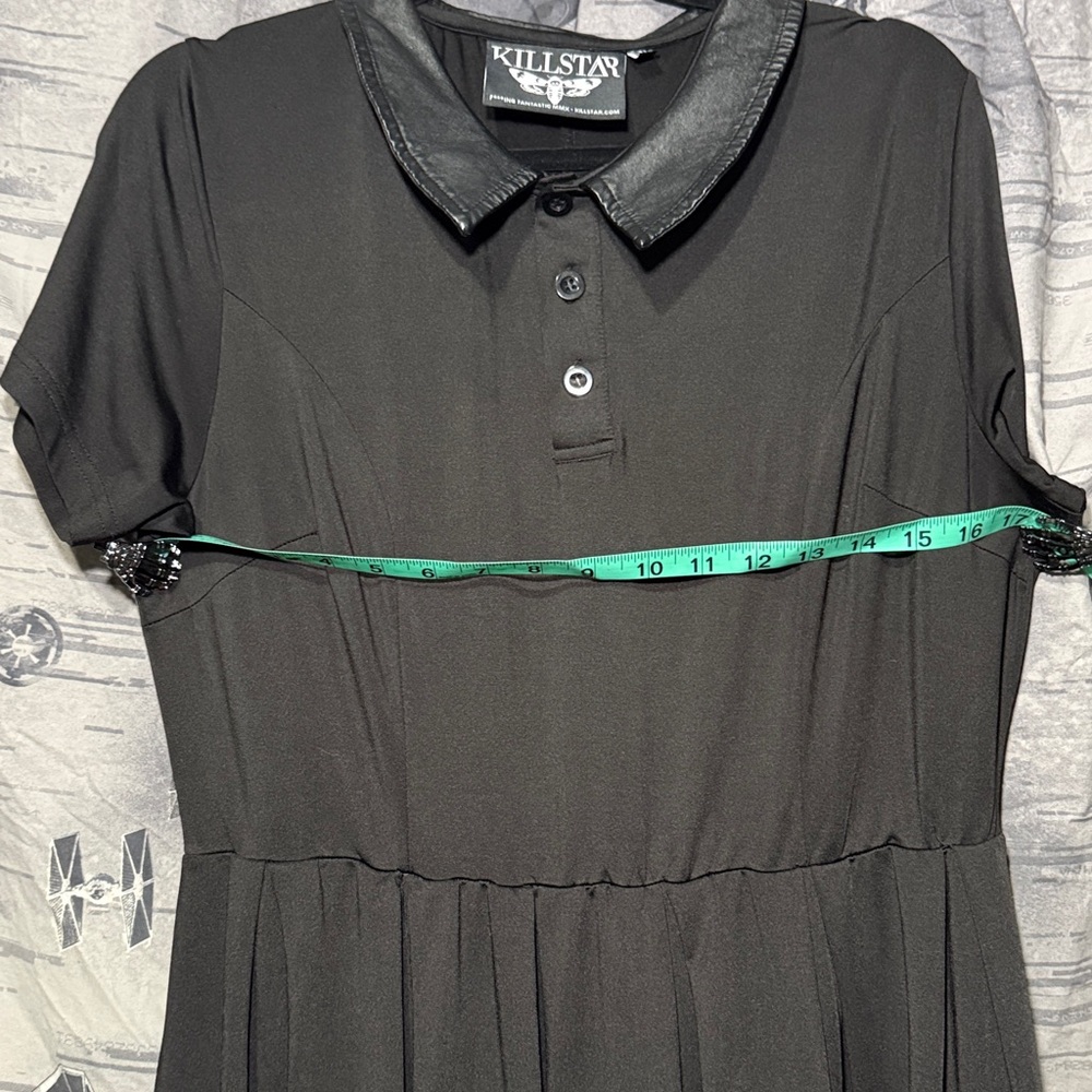 KILLSTAR MALICE FAUX LEATHER COLLARED SKATER DRESS SZ XL - Picture 5 of 9